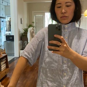 Mock neck Rachel comey linen top with back opening